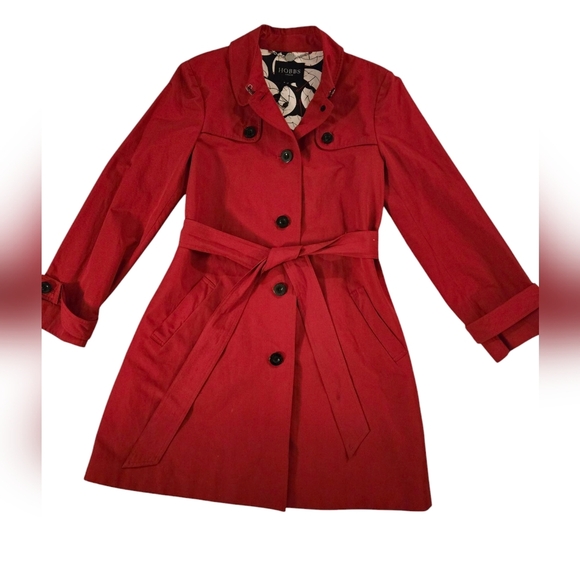 HOBBS LONDON Red Trench Coat with Belt. Umbrella lined. Size 12 UK/ 8 US - Picture 4 of 10